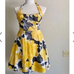 Ruby Rox Macys juniors yellow floral dress halter